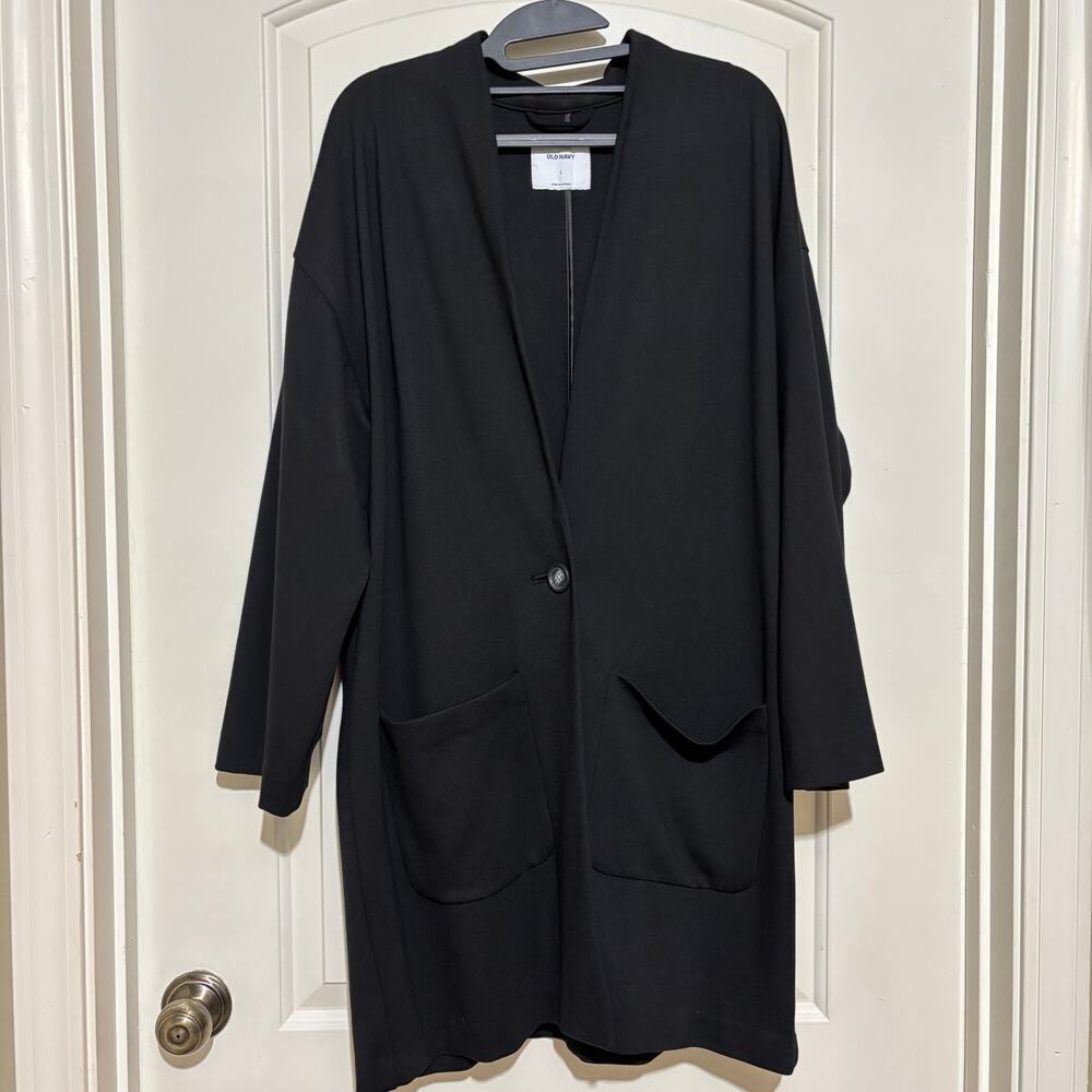 NWT Old Navy Blackjack Ponte-Knit Cocoon Coat Duster Button Stretch Blazer